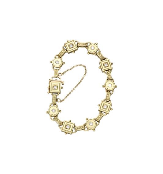 14k gold fancy link diamond bracelet