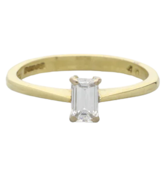 18ct emerald-cut diamond solitaire ring