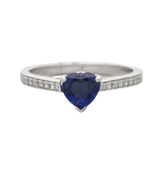 18ct heart-shape sapphire and diamond ring