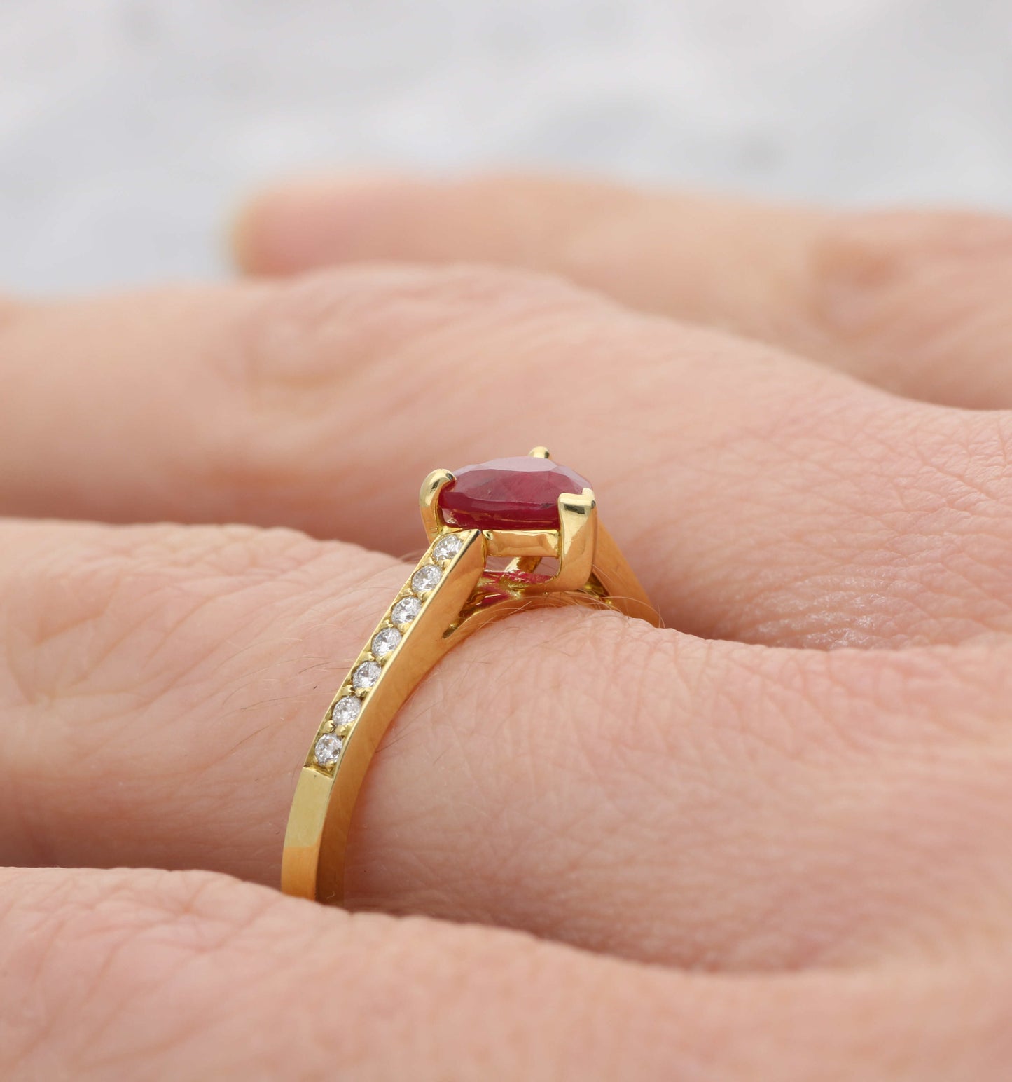 18ct heart-shape ruby and diamond ring