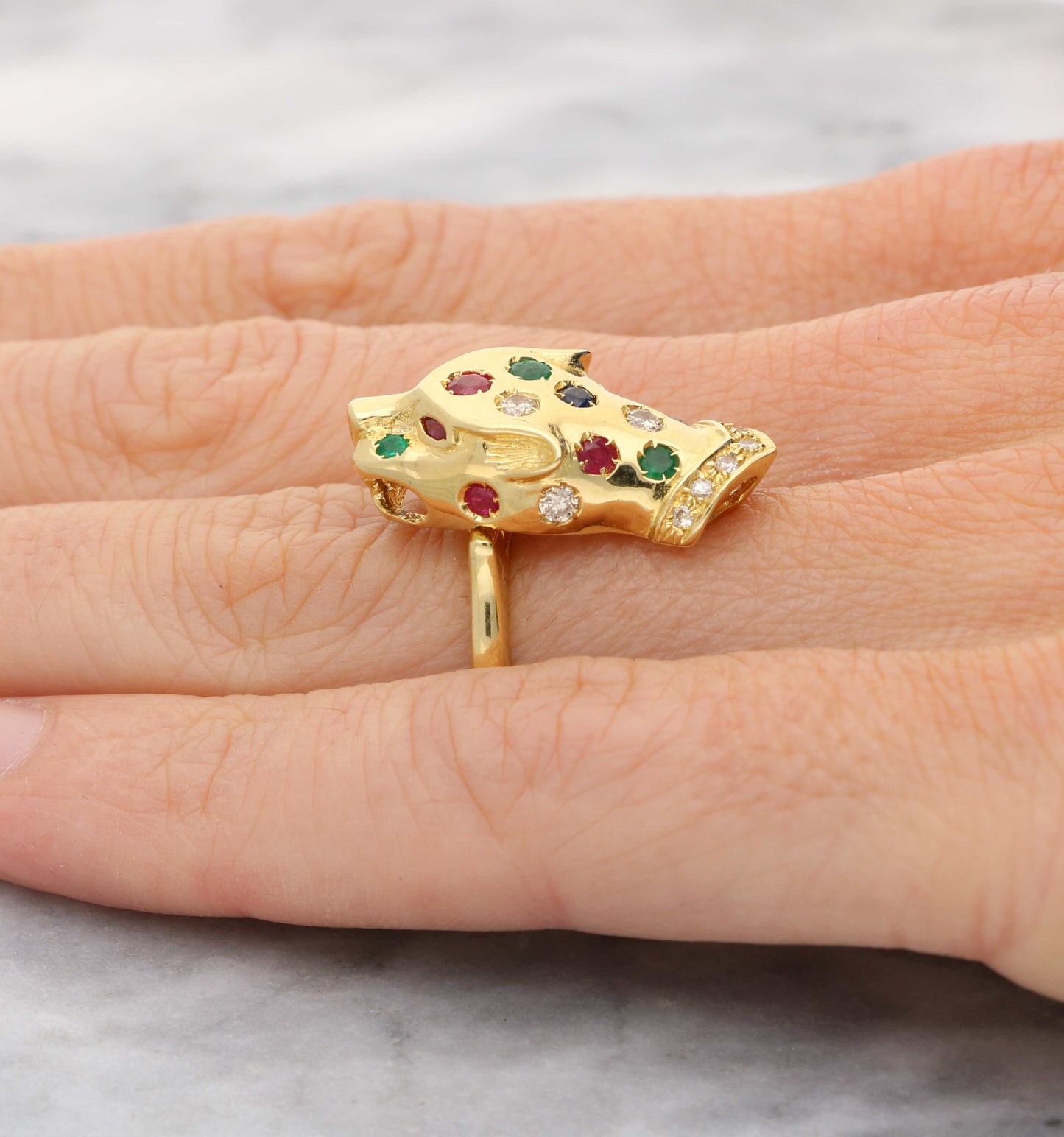 18ct leopard ring