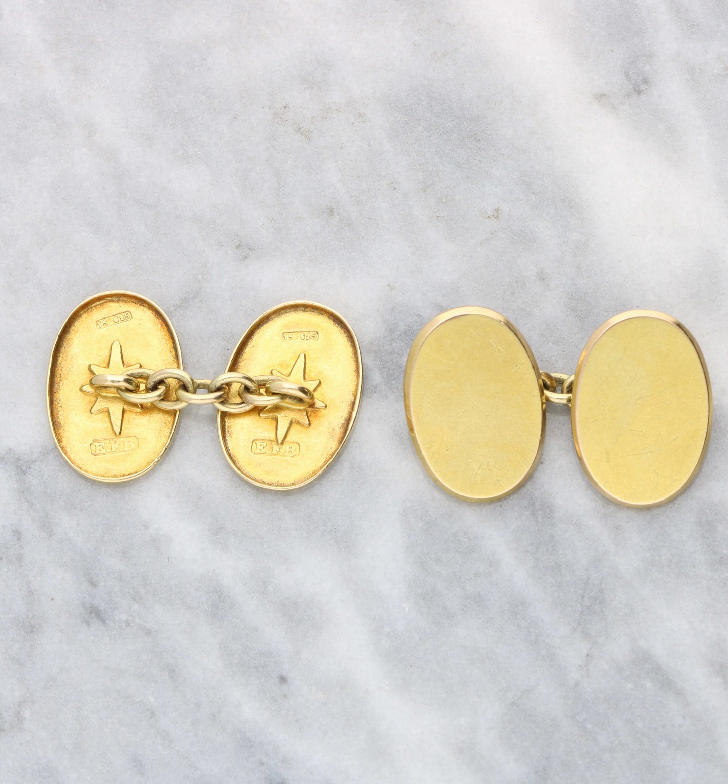 Antique 1896 15ct gold oval cufflinks