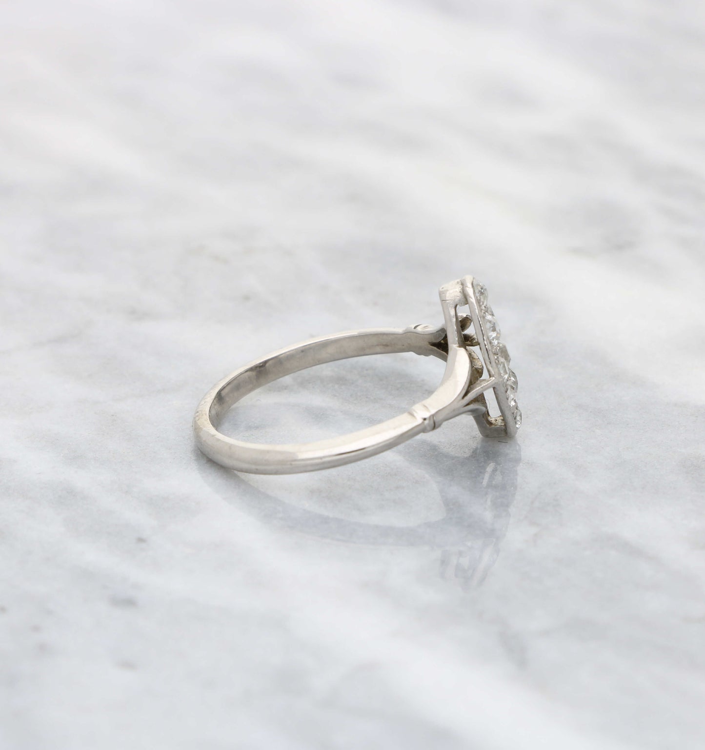 Old cut diamond navette ring