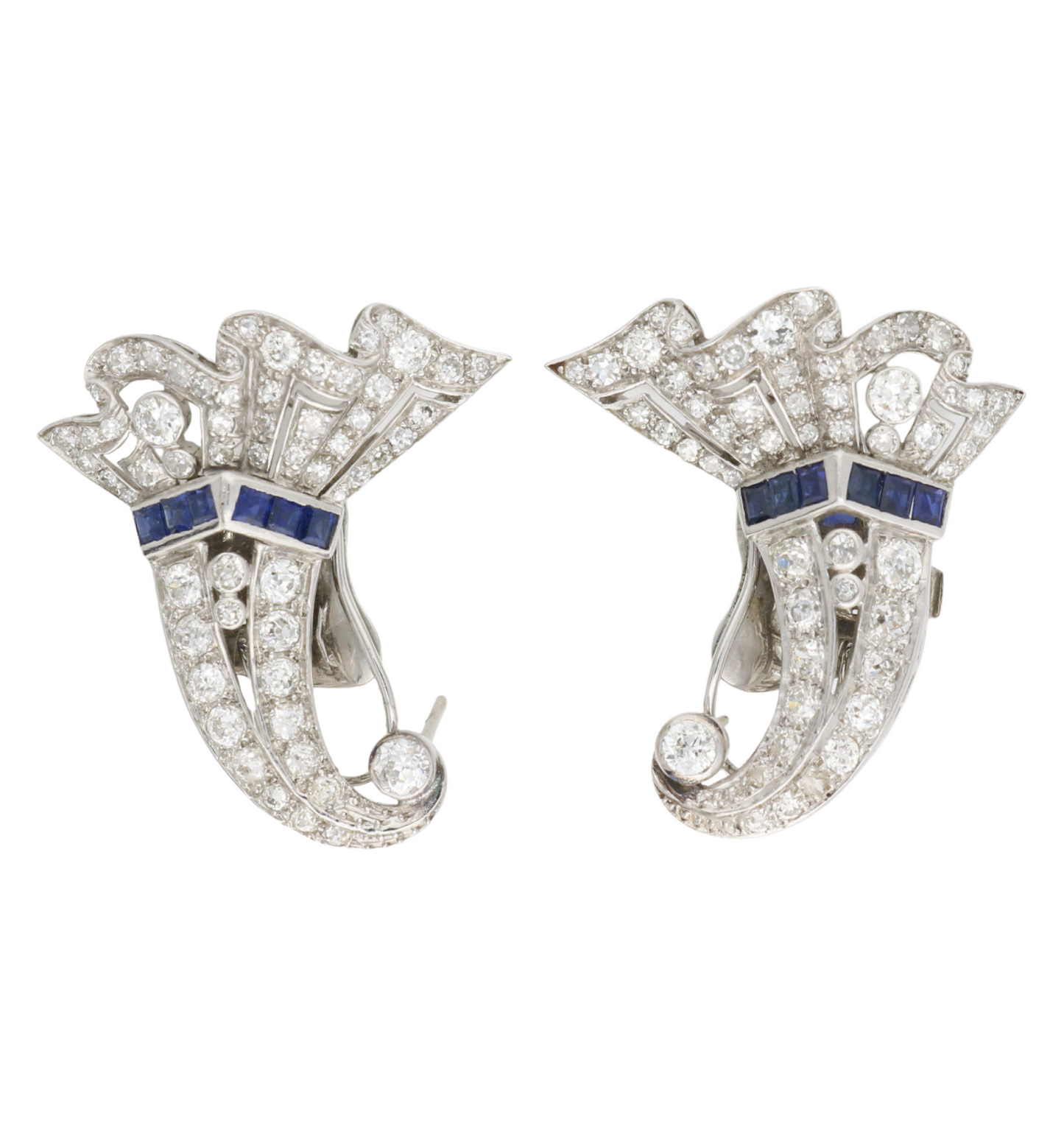 Sapphire and diamond Art Deco style earrings