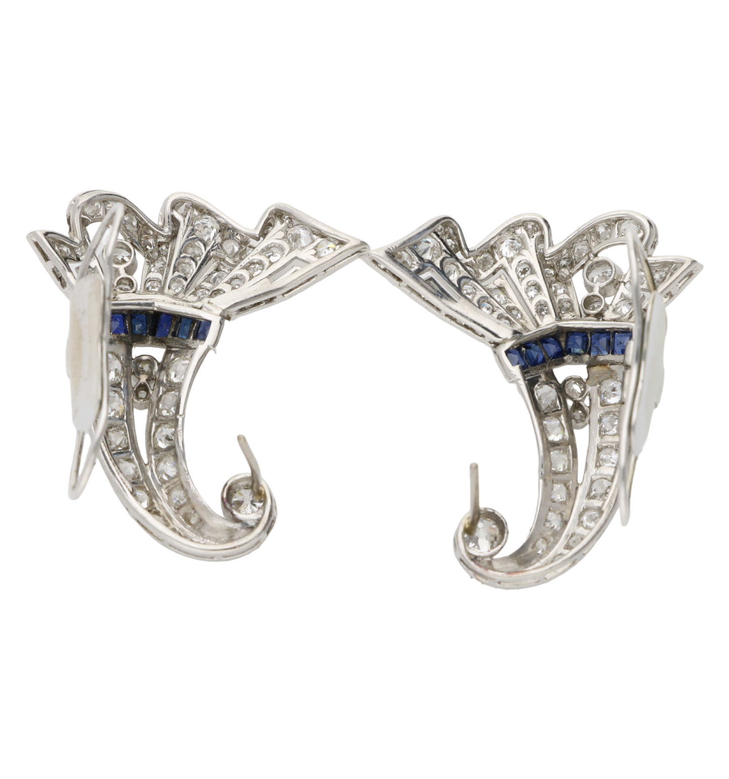Sapphire and diamond Art Deco style earrings