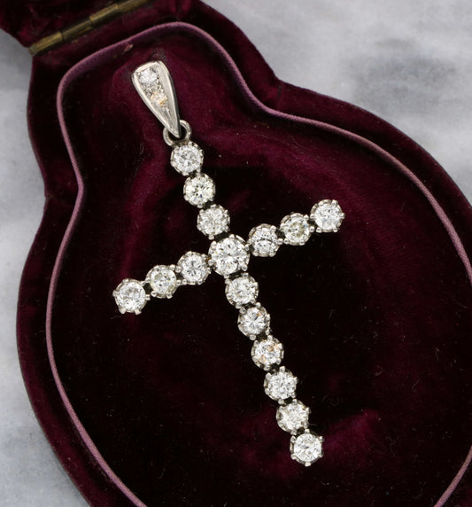 Diamond-set cross pendant