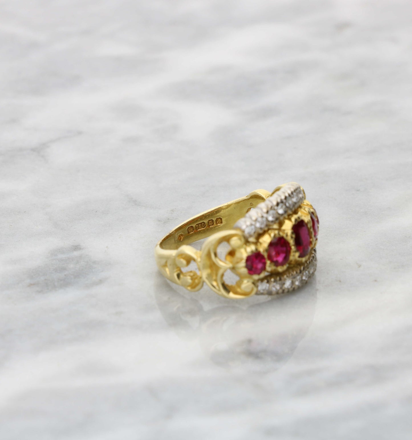 Vintage 1970's 18ct ruby and diamond ring