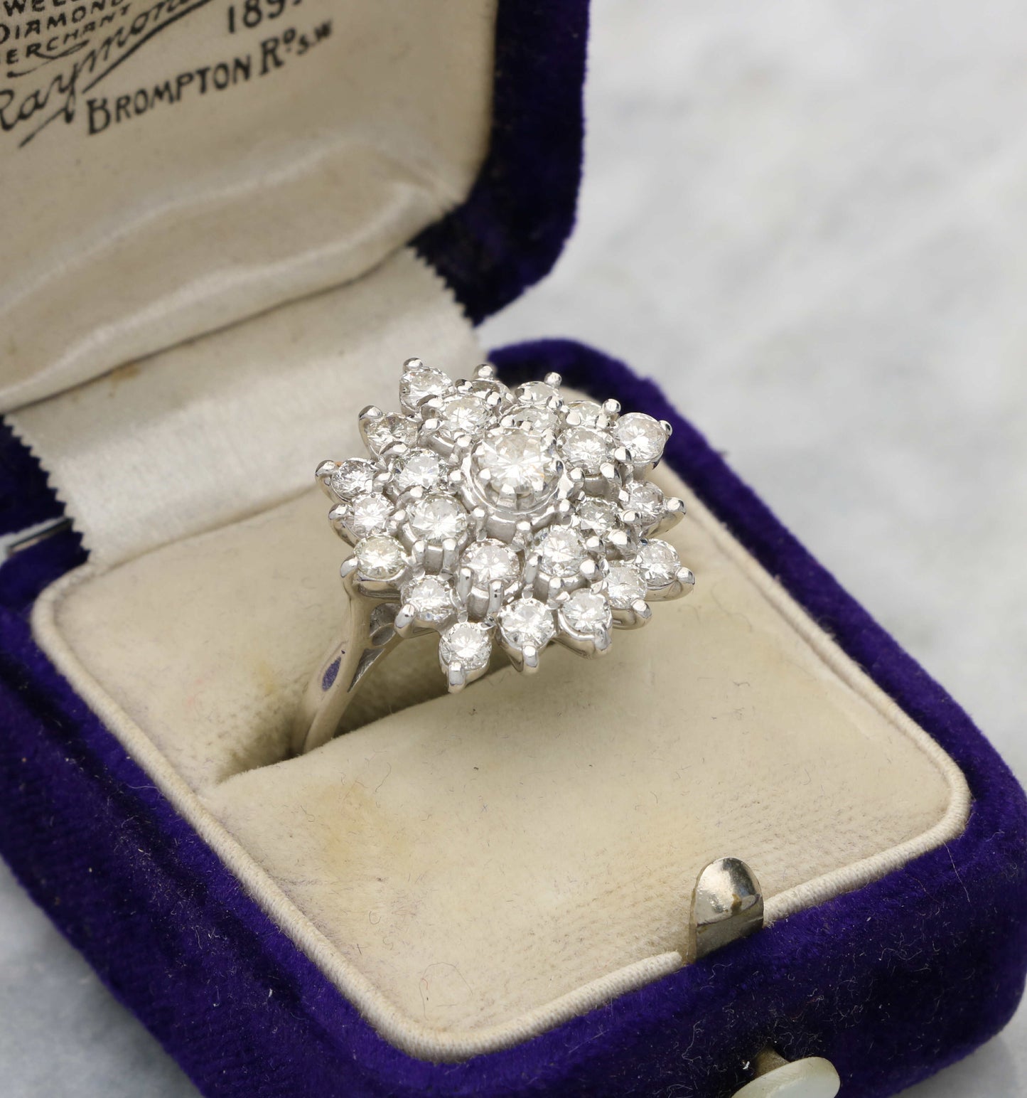 18ct tiered diamond cluster ring