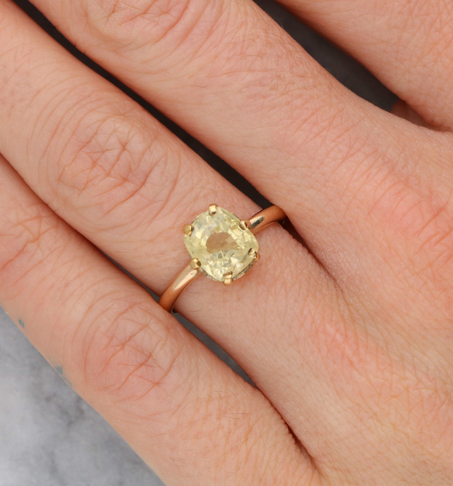 Rose gold yellow sapphire solitaire ring