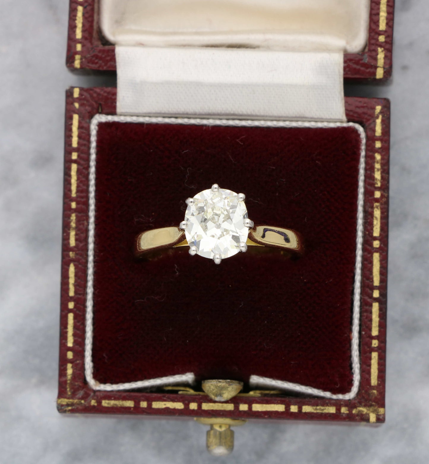 2.05ct old cut cushion diamond engagement ring