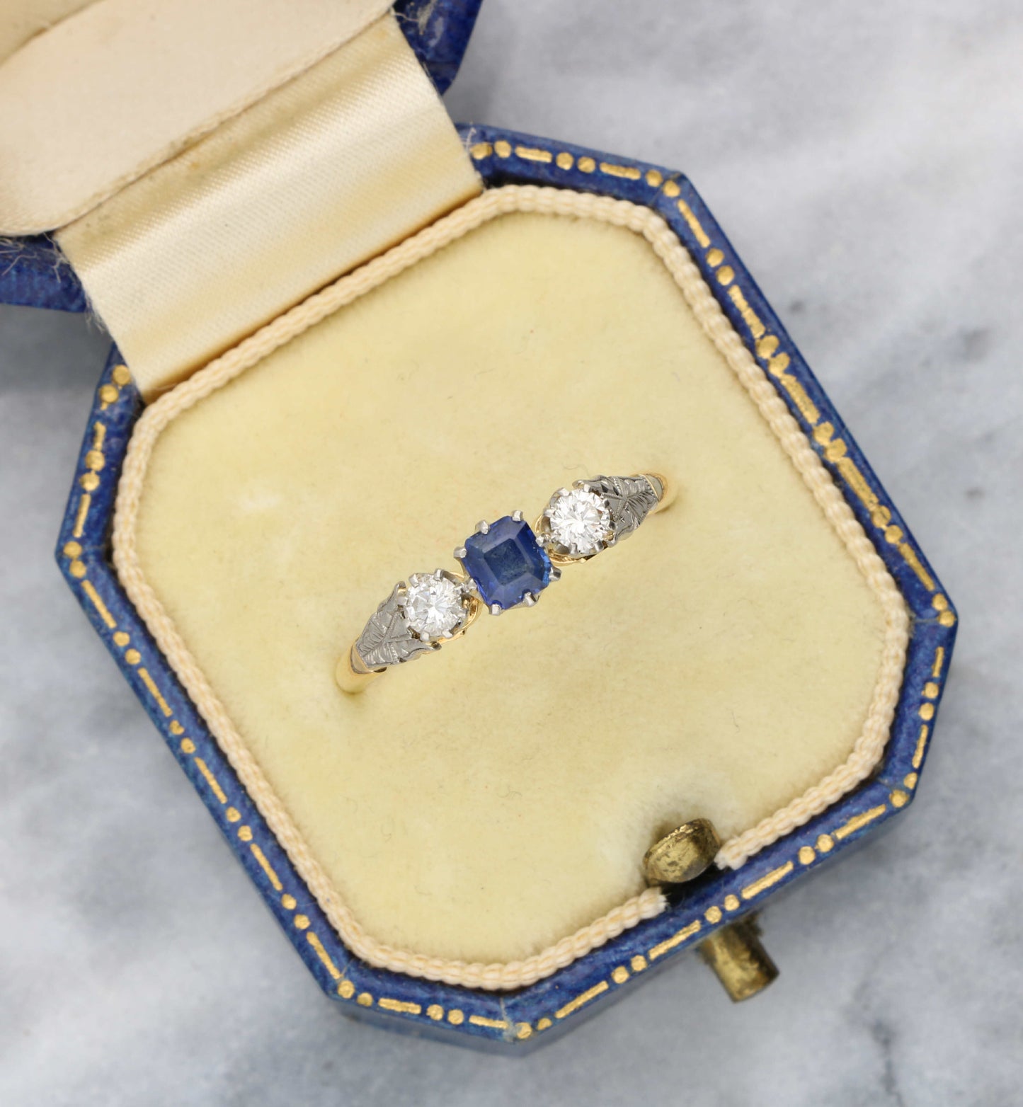 18ct and platinum sapphire and diamond engagement ring
