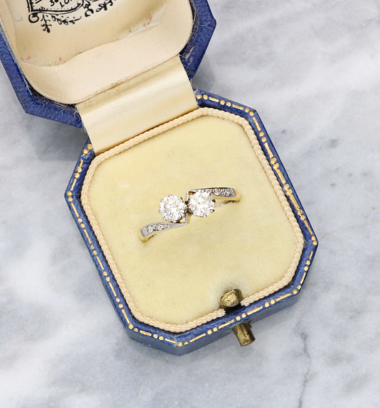 18ct & Platinum diamond crossover ring