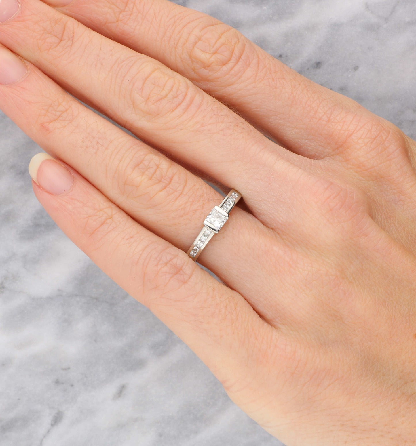 Platinum GIA 0.40ct princess-cut diamond engagement ring