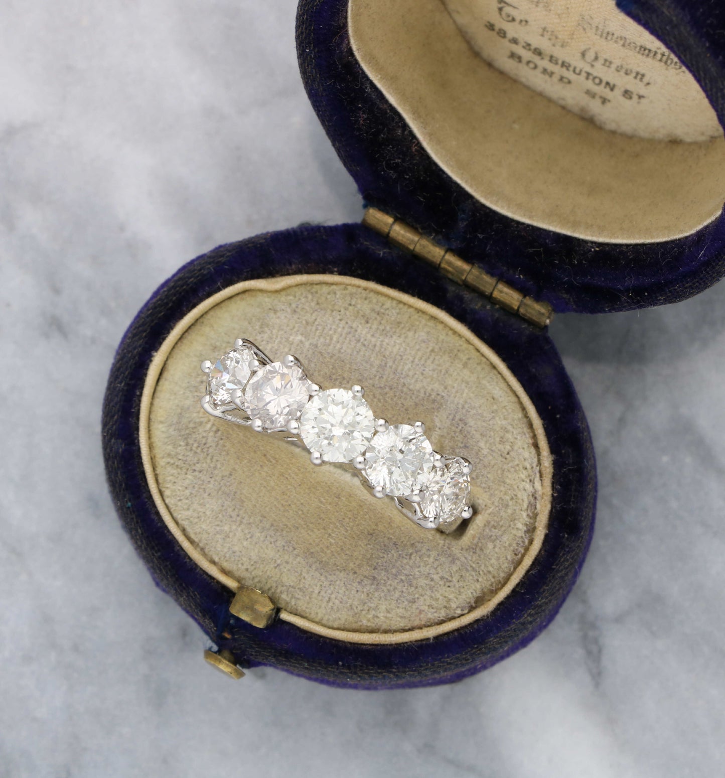 18ct 2.40ct 5 stone diamond ring