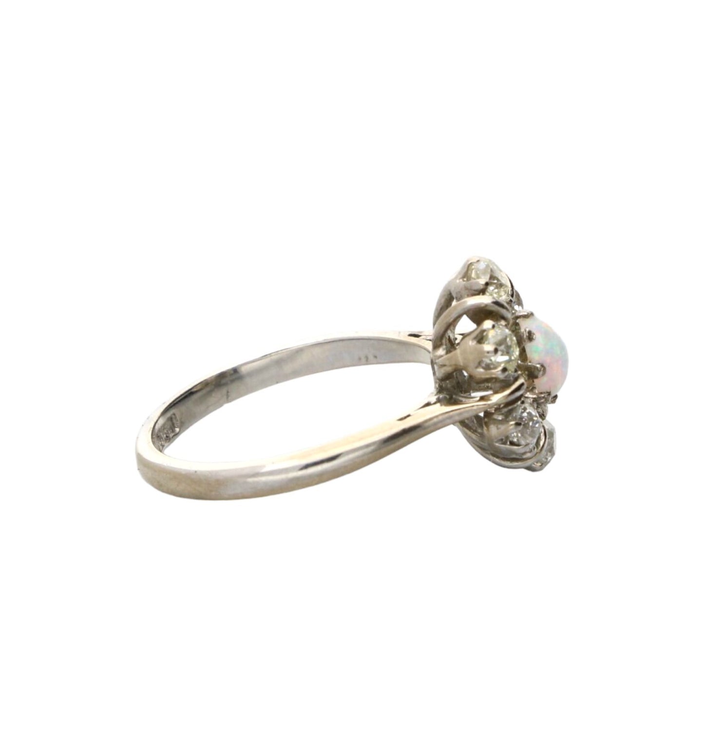 18ct opal and old cut diamond cluster ring