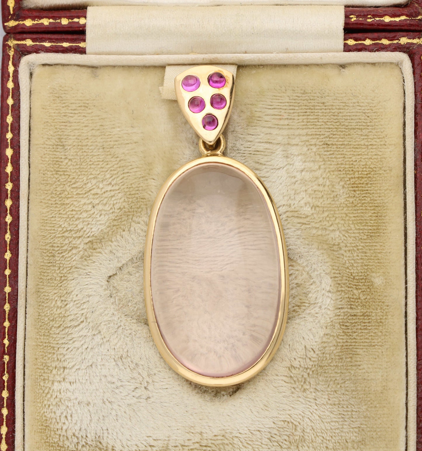 18ct moonstone and pink tourmaline pendant