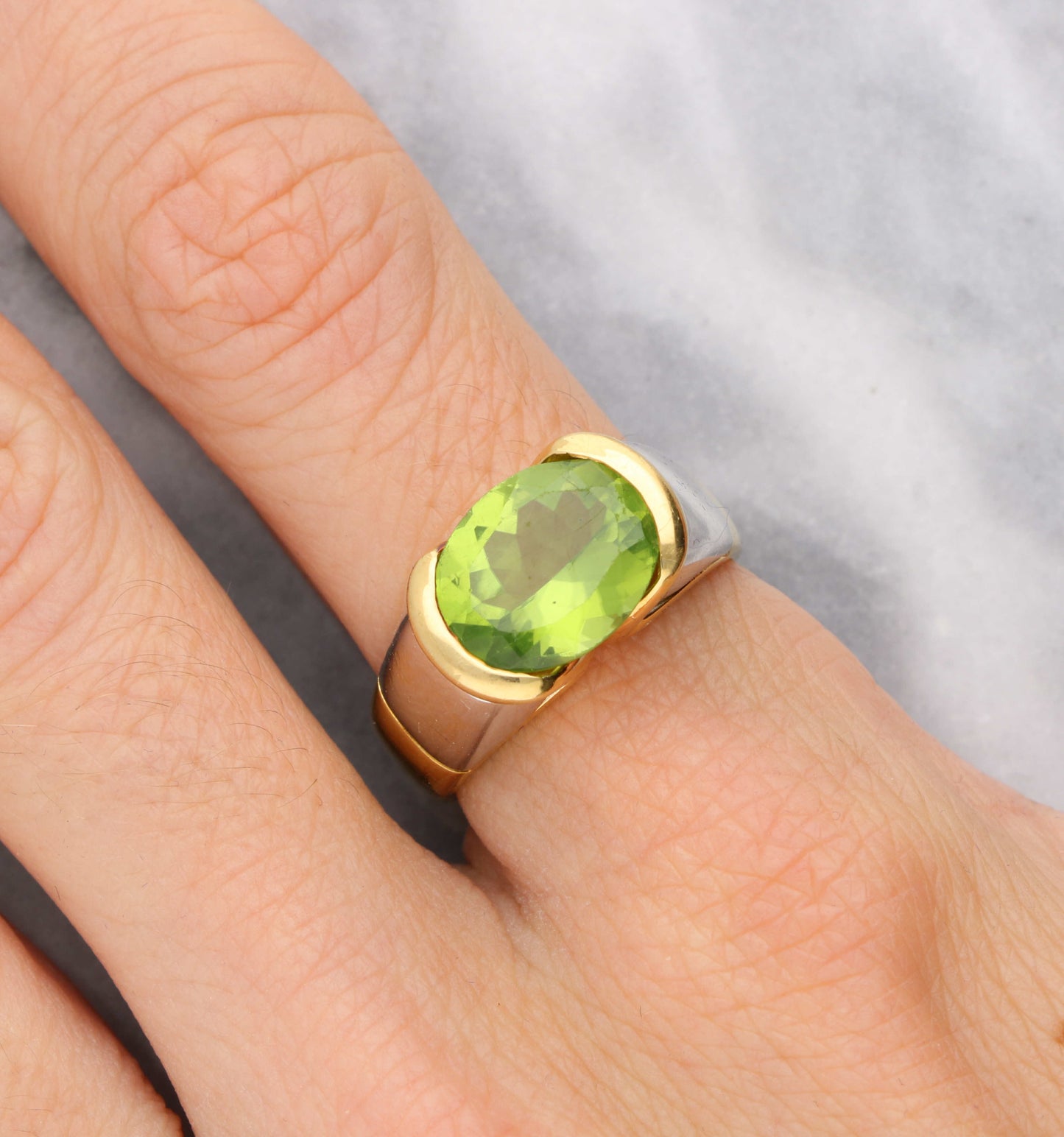 18ct peridot ring and earring set
