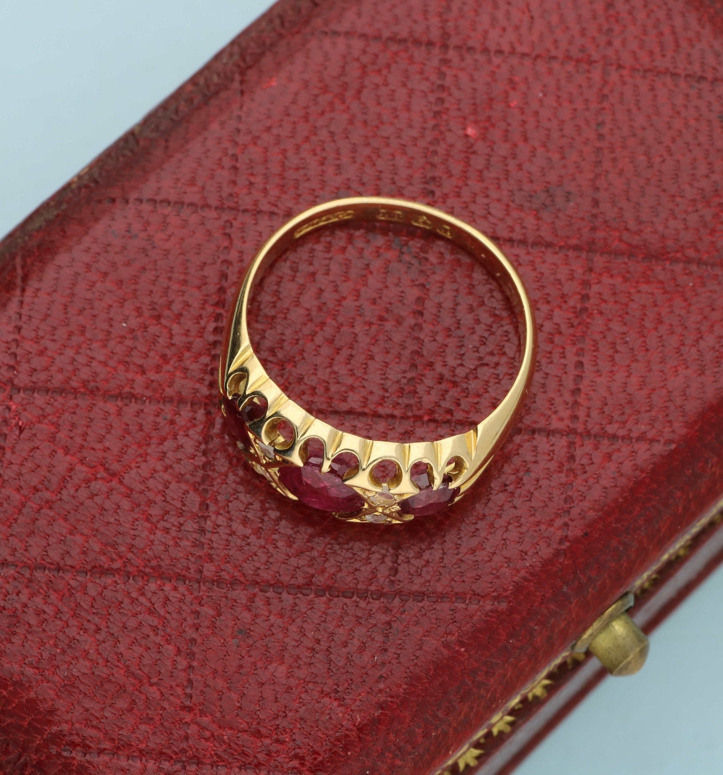18ct Edwardian ruby and diamond ring.