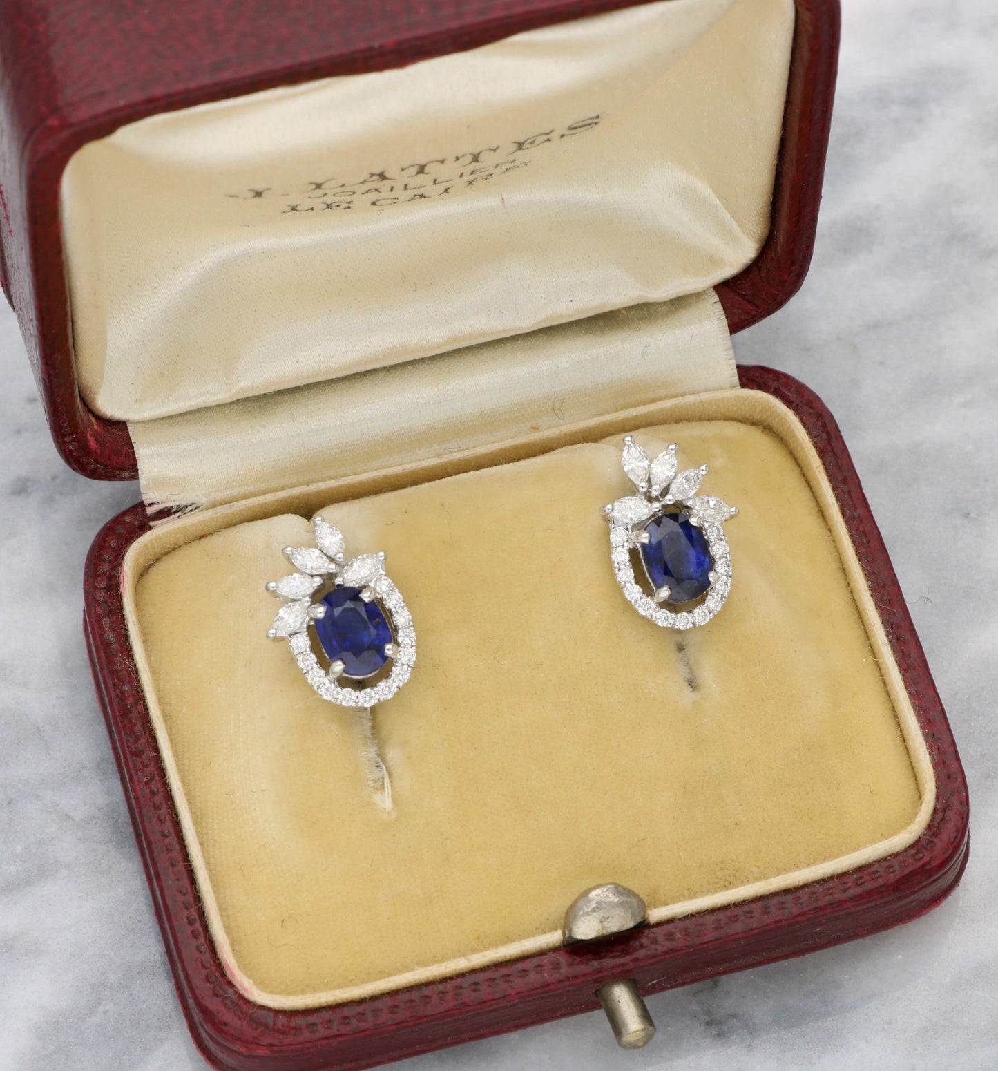 18ct sapphire and diamond cluster earrings