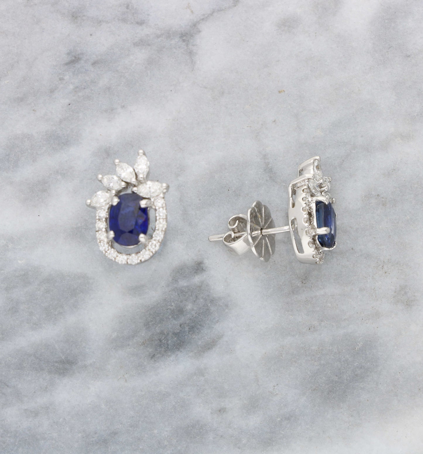 18ct sapphire and diamond cluster earrings