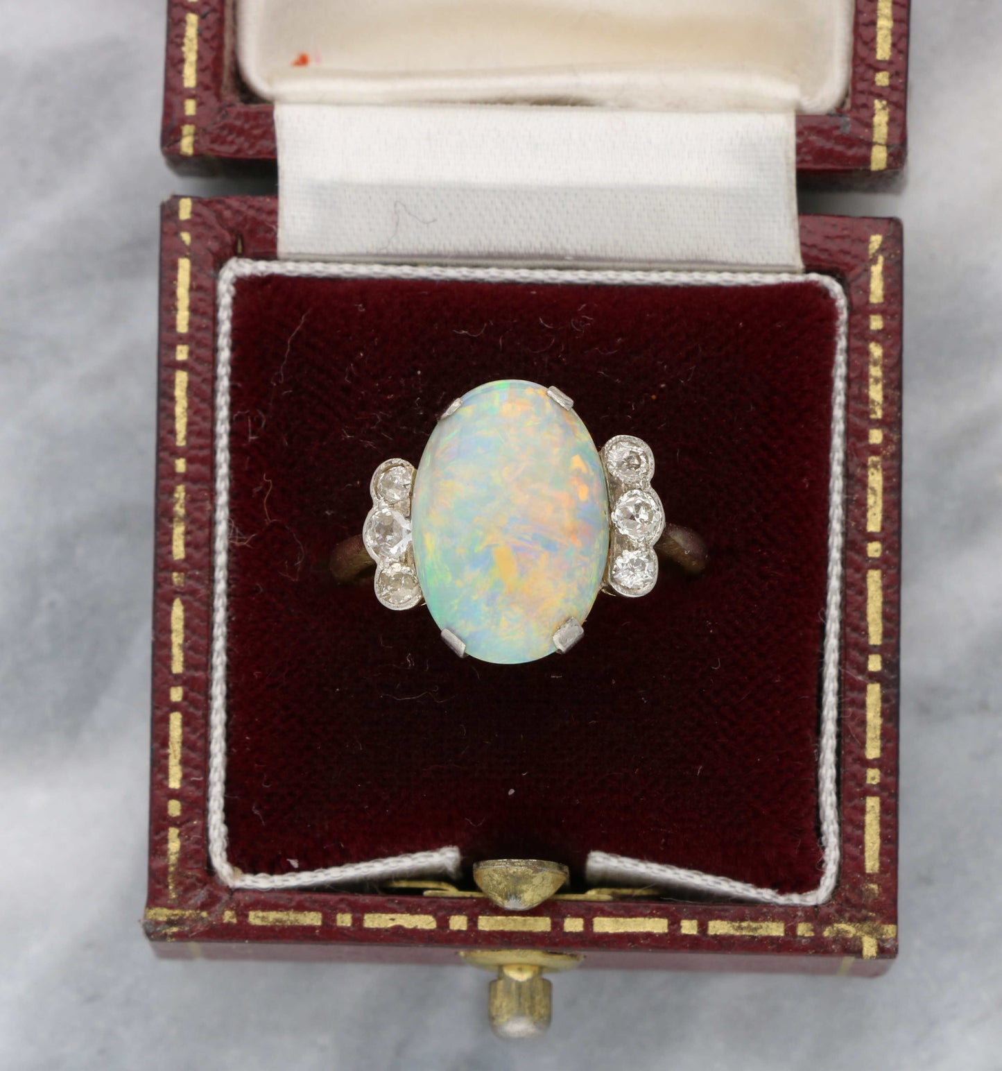 18ct opal and old cut diamond ring